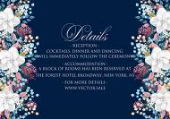 Details card white anemone navy blue background wedding invitation set 5x3.5 in download