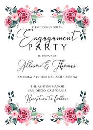 Engagement invitation watercolor rose floral greenery 5x7 in custom online editor thank you card