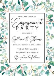 Engagement party Greenery wedding invitation set watercolor herbal background 5x7 in customize online