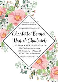 Engagement party invitation blush pink anemone greenery eucalyptus wedding invitation 5x7 in online editor customize online