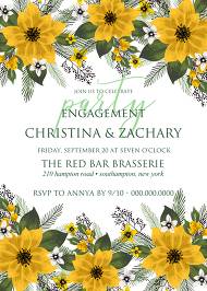 Engagement party invitation wedding invitation set sunflower yellow flower 5x7 in invitation editor