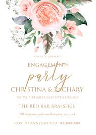 Engagement party peach rose watercolor greenery fern wedding invitation 5x7 in online editor