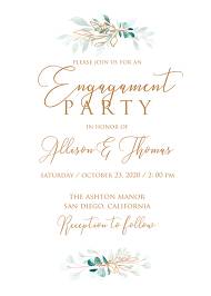 Engagement party wedding invitation set gold leaf laurel watercolor eucalyptus greenery 5x7 in customize online