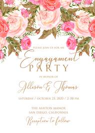 Engagement party wedding invitation set pink garden peony rose greenery 5x7 in invitation editor