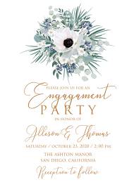 Engagement party wedding invitation set white anemone menthol greenery berry 5x7 in instant maker