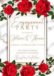Engagement wedding invitation Red rose marble background card template 5x7 in invitation maker