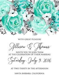 Engagement wedding invitation set blue mint rose peony printable card template 5x7 in instant maker