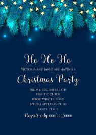 Fir Christmas party invitation tree branch wreath light garland Invitation Poster Sale Banner Flyer greeting 5x7 in card edit template