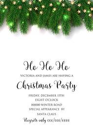 Fir Christmas party invitation tree branch wreath light garland Invitation Poster Sale Banner Flyer greeting 5x7 in card personalized invitation