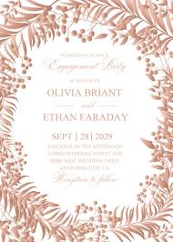 Gold Foil greenery engagement party wedding invitation set herbal design 5x7 in edit template