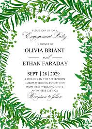 Greenery engagement party wedding invitation set watercolor herbal design 5x7 in edit template