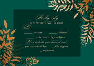 Greenery herbal gold foliage emerald green wedding invitation set rsvp card template 5x3.5 in editor
