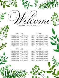 Greenery wedding seating chart invitation set watercolor herbal design 18x24 in create online