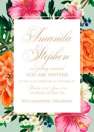 Hibiscus wedding invitation card template aloha peach chrysanthemum invitation editor