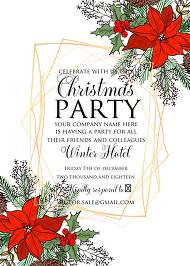 Holiday Merry Christmas Party Invitation red poinsettia flower fir tree printable flyer 5x7 in create online