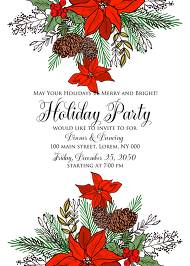 Holiday Merry Christmas Party Invitation red poinsettia flower fir tree printable flyer 5x7 in edit online