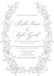 Laurel wreath herbal letterpress design wedding invitation set indigo ink 5x7 in wedding invitation maker