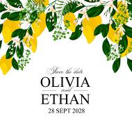 Lemon Save the date card wedding Invitation suite template printable greenery 5.25 in edit template