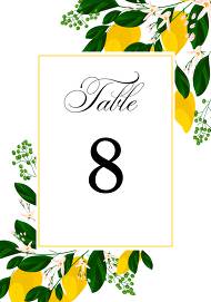 Lemon table place card wedding Invitation suite template printable greenery 3.5x5 in edit online
