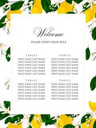 Lemon Wedding Seating Chart Banner Welcome Invitation suite template printable greenery 18x24 in online editor