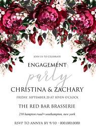 Marsala peony engagement party wedding invitation greenery burgundy floral 5x7 in Customize online cards