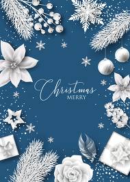Merry Christmas invitation card freeze white winter paper cut elements snowflake fir poinsettia flower gift box 5x7 in invitation maker