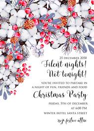 Merry Christmas party Invitation Winter holiday floral wreath fir misletoe cranberry 5x7 in online editor