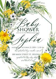 Mimosa yellow greenery herbs wedding invitation set baby shower 5x7 in wedding invitation maker