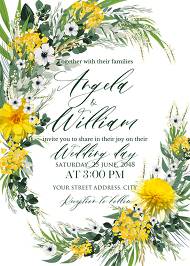 Mimosa yellow greenery herbs wedding invitation set card template 5x7 in online maker