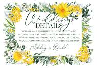 Mimosa yellow greenery herbs wedding invitation set details card template 5x3.5 in personalized invitation
