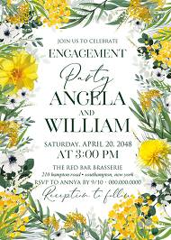 Mimosa yellow greenery herbs wedding invitation set engagement party card 5x7 in edit template