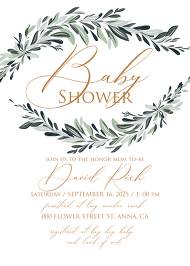 Minimalist olive branch greenery Wedding Invitation set baby shower 5x7 in invitation maker