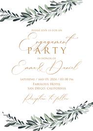 Minimalist olive branch greenery Wedding Invitation set engagement party 5x7 in customize online