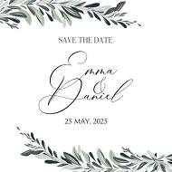 Minimalist olive branch greenery Wedding Invitation set save the date card 5.25x5.25 in create online