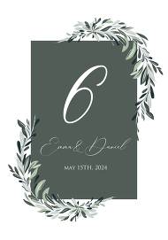 Minimalist olive branch greenery Wedding Invitation set table card 3.5x5 in edit template