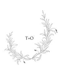 Minimalistic olive eucalyptus leaves brunch line art monogram trend ink wedding invitation set monogram 5x7 in editor