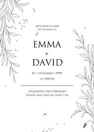 Minimalistic olive eucalyptus leaves brunch line art trend ink wedding invitation set 5x7 in instant maker