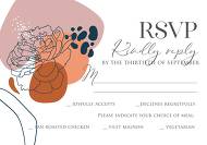 Modern terracotta pink navy blue peony wedding invitation set rsvp card 5x3.5 in online maker