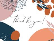 Modern terracotta pink navy blue peony wedding invitation set thank you card 5.6x4.25 in edit online