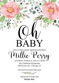 Oh Baby shower invitation blush pink anemone greenery eucalyptus wedding invitation 5x7 in online editor invitation editor