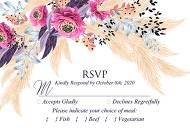 Pampas grass rsvp wedding invitation set pink peony flower pdf custom online editor 5x3.5 in