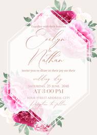 Peony marsala pink red burgundy greenery wedding invitation set 5x7 in create online