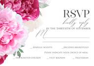 Peony marsala pink red burgundy wedding rsvp card invitation set 5x7 in wedding invitation maker
