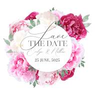 Peony marsala pink red burgundy wedding save the date card invitation set 5.25x5.25 in invitation editor
