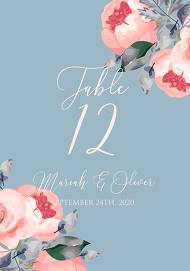 Peony table place card floral watercolor card template online editor pdf 3.5x5 in