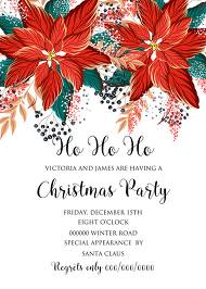 Poinsettia Christmas Party Invitation Noel Card Template 5x7 in