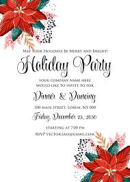 Poinsettia Christmas Party Invitation Noel Card Template 5x7 in create online