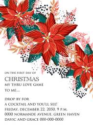 Poinsettia Christmas Party Invitation Noel Card Template 5x7 in customize online