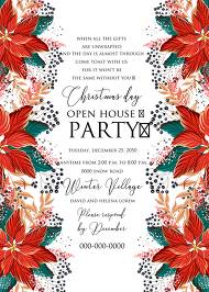 Poinsettia Christmas Party Invitation Noel Card Template 5x7 in edit online