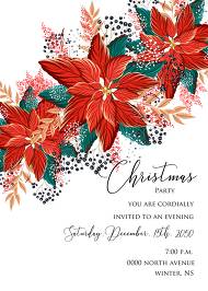 Poinsettia Christmas Party Invitation Noel Card Template 5x7 in invitation editor